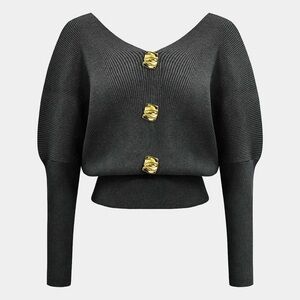 Cupshe Golden Spark V-Neck Knit Top